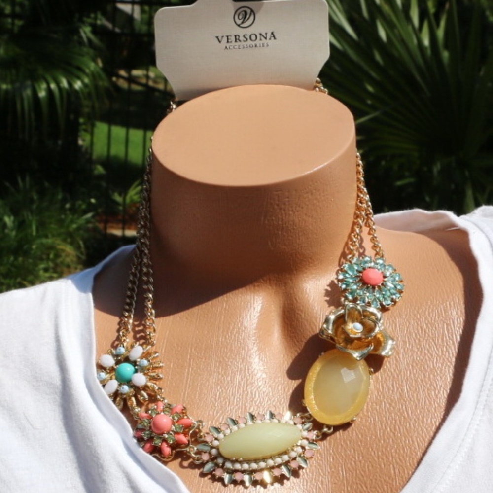 NEW Versona Boho Statement Rhinestone Necklace - Picture 1 of 6